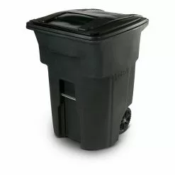 Toter Trash Cans 96-Gallon Greenstone Plastic Wheeled Trash Can with Lid