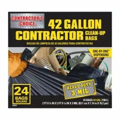 Contractor's Choice Trash Bags Contractor 24-Pack 42-Gallon Black Outdoor Plastic Construction Trash Bag
