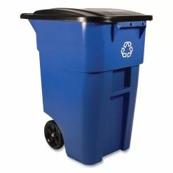 Rubbermaid Commercial Products Recycling Bins 50-Gallon Blue Commercial Outdoor Recycling Bin
