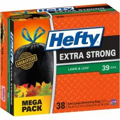 Hefty Trash Bags 38-Pack 39-Gallon Black Outdoor Plastic Leaf Trash Bag
