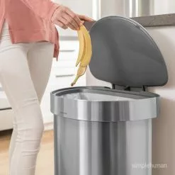 simplehuman Trash Cans 45-Liter Brushed Stainless Steel Steel Trash Can with Lid -Cleaning Supplies Shop 05502100 scaled