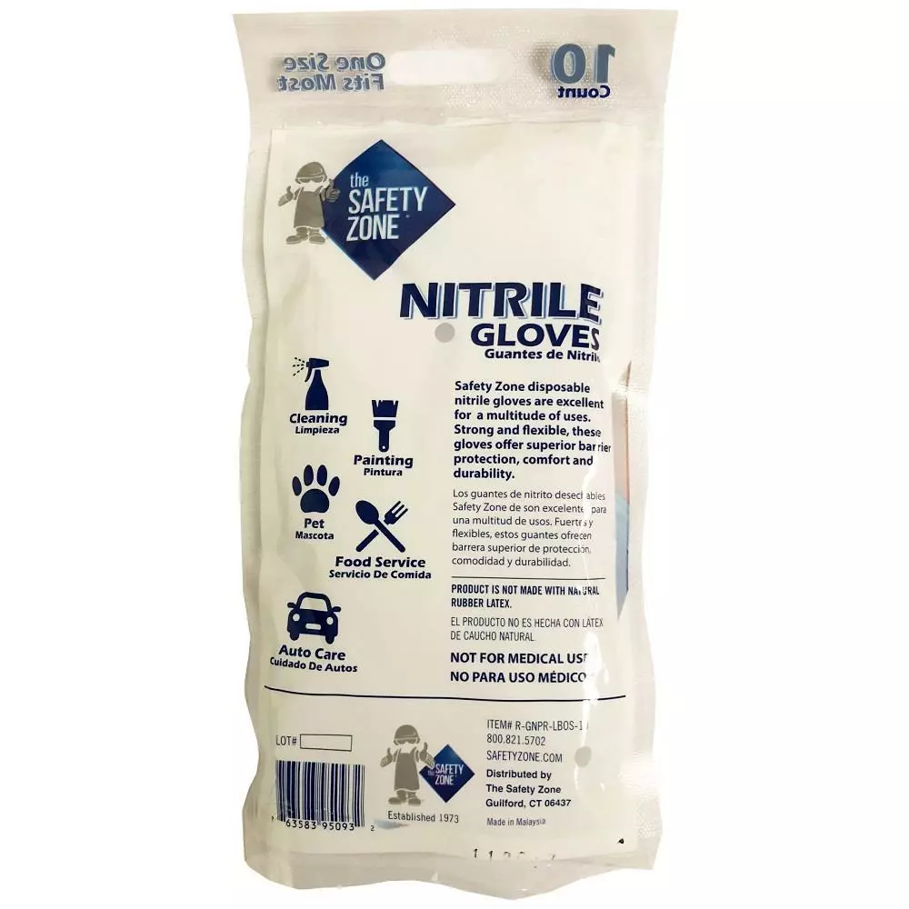 The Safety Zone 10-Count One Size Fits All Nitrile Cleaning Gloves 4 The Safety Zone 10-Count One Size Fits All Nitrile Cleaning Gloves - Image 2