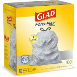 Glad Trash Bags ForceFlex 100-Pack 13-Gallon Gray Plastic Kitchen Trash Bag -Cleaning Supplies Shop 07983230 scaled