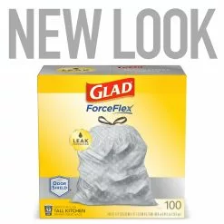 Glad Trash Bags ForceFlex 100-Pack 13-Gallon Gray Plastic Kitchen Trash Bag -Cleaning Supplies Shop 07983231