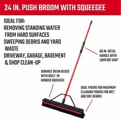 CRAFTSMAN Brooms 24-in Poly Fiber 2-in-1 Squeegee Push Broom -Cleaning Supplies Shop 09841186