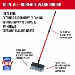 CRAFTSMAN Deck Brushes 10-in Poly Fiber Soft Deck Brush -Cleaning Supplies Shop 09841195