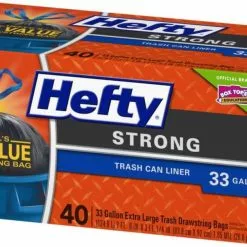 Hefty Trash Bags 40-Pack 33-Gallon Black Outdoor Plastic Construction Trash Bag -Cleaning Supplies Shop 10398813