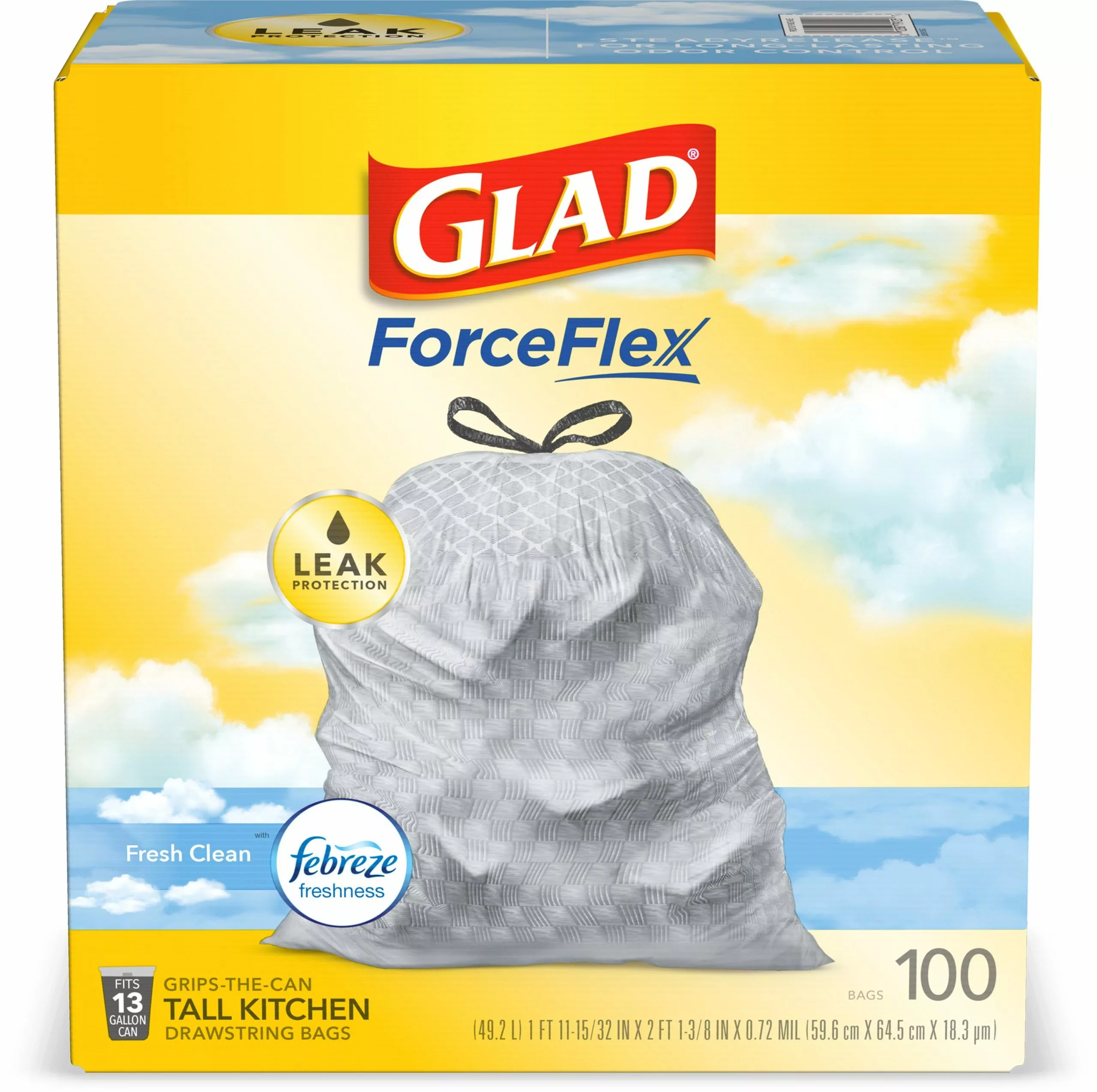 Glad Trash Bags 100-Pack 13-Gallon Fresh Clean Gray Plastic Kitchen Trash Bag 3 Glad Trash Bags 100-Pack 13-Gallon Fresh Clean Gray Plastic Kitchen Trash Bag