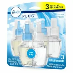 Febreze Air Fresheners Plug Odor Eliminator Refills 3-Pack Linen and Sky Plug Air Freshener