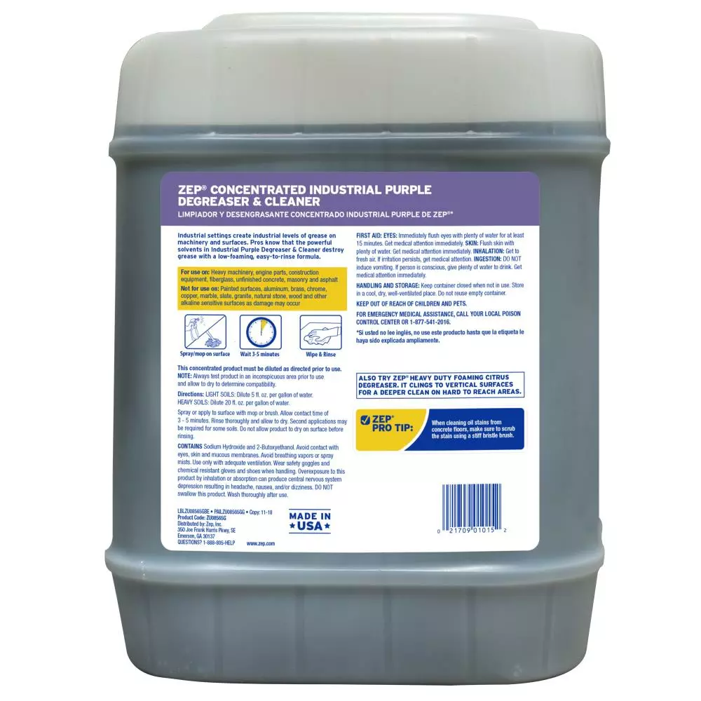 Zep Degreasers Industrial Purple Cleaner 5-Gallon Degreaser 4 Zep Degreasers Industrial Purple Cleaner 5-Gallon Degreaser - Image 2