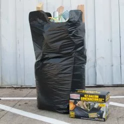 Contractor's Choice Trash Bags Contractor 50-Pack 42-Gallon Black Outdoor Plastic Construction Trash Bag -Cleaning Supplies Shop 10882822