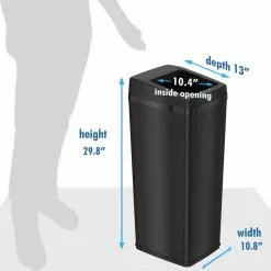 iTouchless Trash Cans 14-Gallon Black Stainless Metal Touchless Trash Can with Lid -Cleaning Supplies Shop 11032554