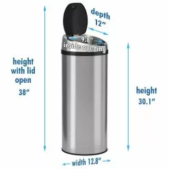 iTouchless Trash Cans 13-Gallon Stainless Steel Metal Touchless Trash Can with Lid -Cleaning Supplies Shop 11036938