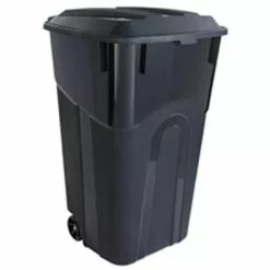 Blue Hawk Trash Cans 32-Gallon Black Plastic Wheeled Trash Can with Lid
