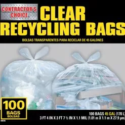 Contractor's Choice Trash Bags 45-Gallon Clear Outdoor Plastic Recycling Trash Bag