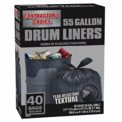Contractor's Choice Trash Bags Contractor 40-Pack 55-Gallon Black Outdoor Plastic Construction Trash Bag -Cleaning Supplies Shop 13274455