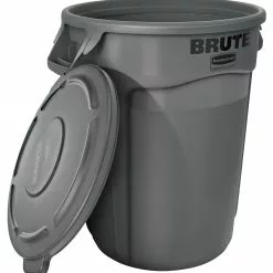 Rubbermaid Commercial Products Trash Cans Brute 44-Gallon Gray Plastic Trash Can with Lid