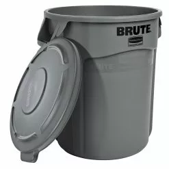 Rubbermaid Commercial Products Trash Cans Brute 20-Gallon Gray Plastic Trash Can with Lid