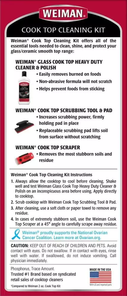 Weiman Products Cooktop Cleaners Complete Cook Top Cleaning Kit with 10 -oz Cream 4 Weiman Products Cooktop Cleaners Complete Cook Top Cleaning Kit with 10 -oz Cream - Image 2