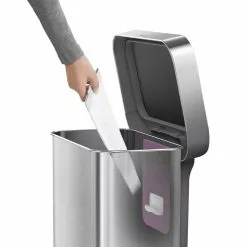 simplehuman Trash Cans 12-Gallon Brushed Stainless Steel Touchless Trash Can with Lid -Cleaning Supplies Shop 40469451