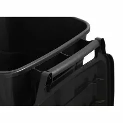 Project Source Trash Cans 45-Gallon Black Plastic Wheeled Trash Can with Lid -Cleaning Supplies Shop 42131144