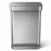 simplehuman Trash Cans simplehuman 55 Liter Rectangular Hands-Free Kitchen Step Trash Can with Soft-Close Lid, Brushed Stainless Steel -Cleaning Supplies Shop 43583671