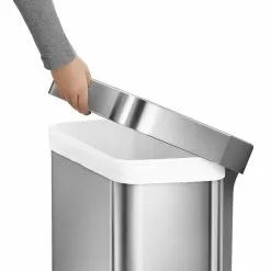 simplehuman Trash Cans simplehuman 55 Liter Rectangular Hands-Free Kitchen Step Trash Can with Soft-Close Lid, Brushed Stainless Steel -Cleaning Supplies Shop 43583673