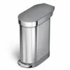 simplehuman Trash Cans simplehuman 45 Liter/12 Gallon Slim Kitchen Step Can, Brushed Stainless Steel with Plastic Lid