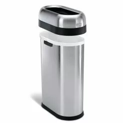 simplehuman Trash Cans 50-Liter Brushed Stainless Steel Steel Touchless Trash Can with Lid -Cleaning Supplies Shop 44300735