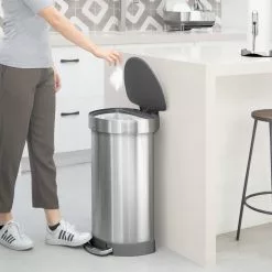 simplehuman Trash Cans 60-Liter Brushed Stainless Steel Steel Trash Can with Lid -Cleaning Supplies Shop 44304720 scaled