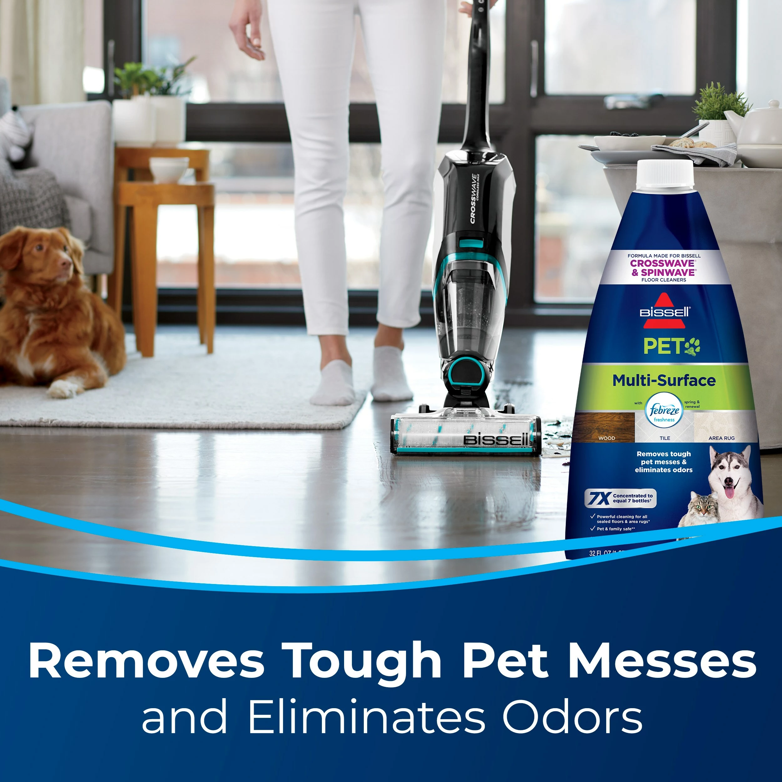 BISSELL Steam Cleaner Chemicals CrossWave Multi Surface Pet with Febreze 32-fl oz Concentrated Steam Cleaner Chemical 6 BISSELL Steam Cleaner Chemicals CrossWave Multi Surface Pet with Febreze 32-fl oz Concentrated Steam Cleaner Chemical - Image 4